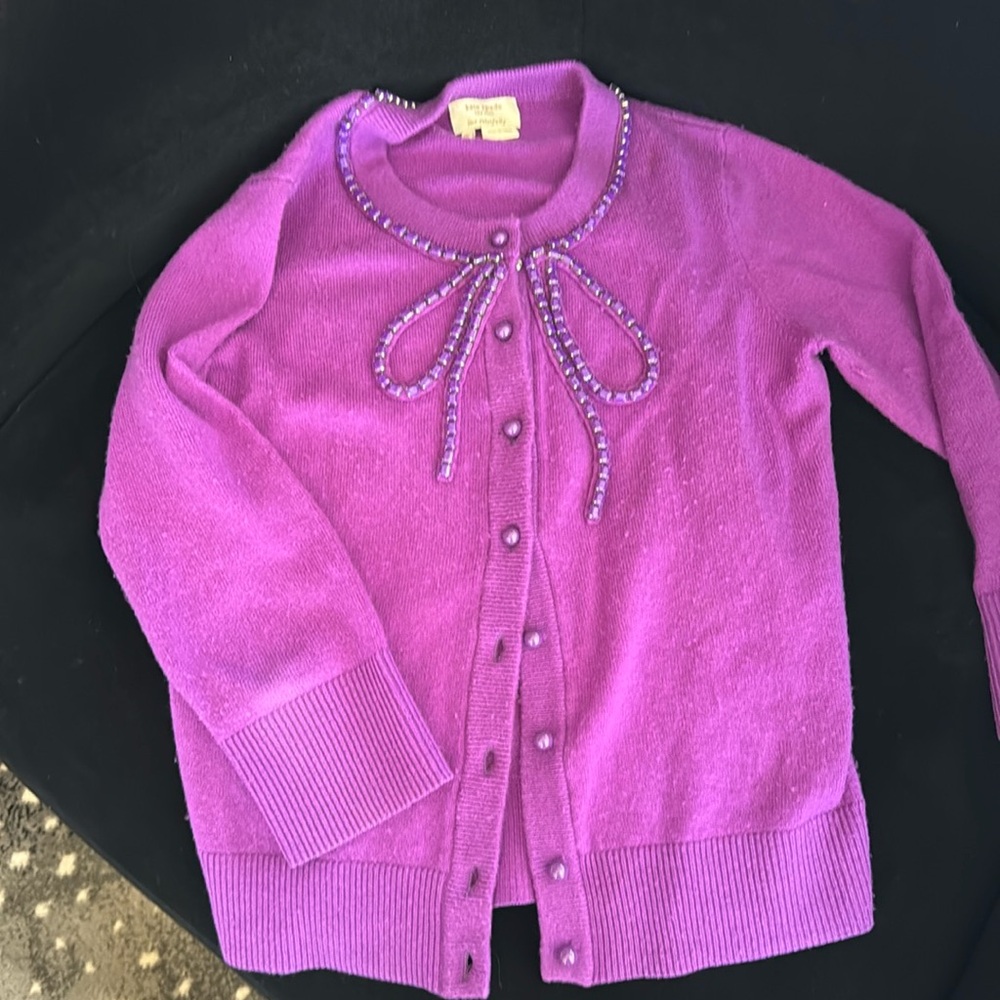 Kate Spade Violet Wool Cardigan with Embellishment